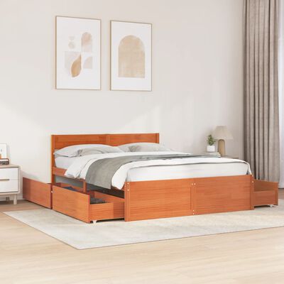 vidaXL Letto senza Materasso Marrone Cera 160x200 cm in Legno di Pino