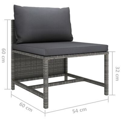 vidaXL Set Divani da Giardino 7 pz con Cuscini in Polyrattan Grigio