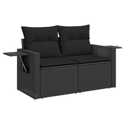 vidaXL Set Divani da Giardino con Cuscini 7pz Nero Polyrattan