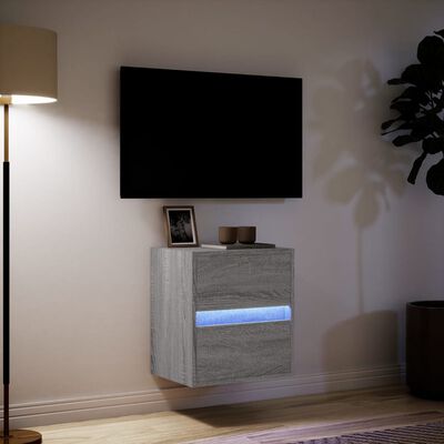 vidaXL Mobile TV a Parete con Luci LED Grigio Sonoma 41x31x45 cm