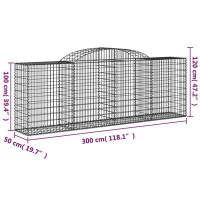 vidaXL Cesti Gabbioni ad Arco 9 pz 300x50x100/120 cm Ferro Zincato