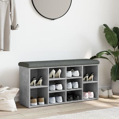 vidaXL Panca Porta Scarpe Grigio Cemento 102x32x50cm Legno Multistrato