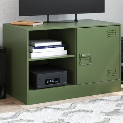 vidaXL Mobile TV Verde Oliva 67x39x44 cm in Acciaio