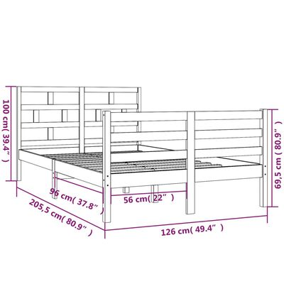 vidaXL Giroletto Bianco in Legno Massello di Pino 120x200 cm