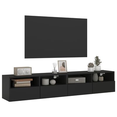 vidaXL Mobili TV a Parete 2 pz Neri 80x30x30 cm in Legno Multistrato