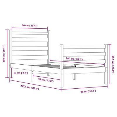 vidaXL Giroletto in Legno Massello di Pino 90x200 cm Ambra