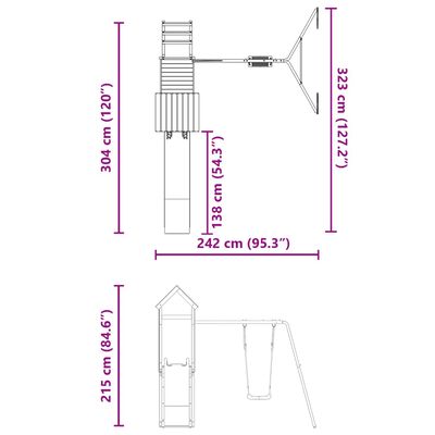 vidaXL Set da Gioco da Esterno in Legno di Pino Impregnato