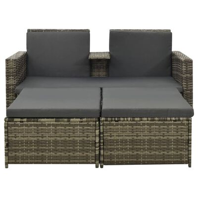 vidaXL Set Divani da Giardino 3 pz con Cuscini in Polyrattan Grigio