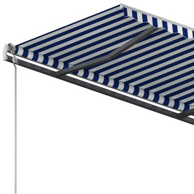 vidaXL Tenda da Sole Retrattile Manuale con Pali 3,5x2,5m Blu e Bianca