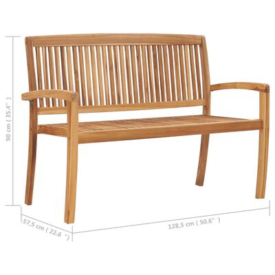 vidaXL Panchina da Giardino Impilabile e Cuscino 128,5cm Teak Massello