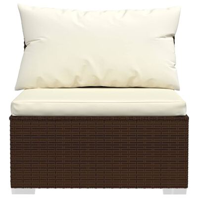 vidaXL Set Divani da Giardino 6 pz con Cuscini in Polyrattan Marrone