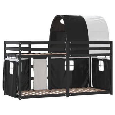 vidaXL Letto a Castello senza Materasso Bianco e Nero 90x200cm in Pino