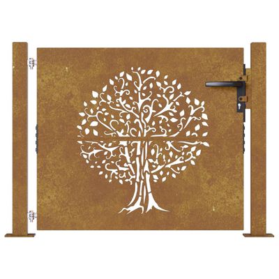 vidaXL Cancello da Giardino 105x105 cm in Acciaio Corten Design Albero