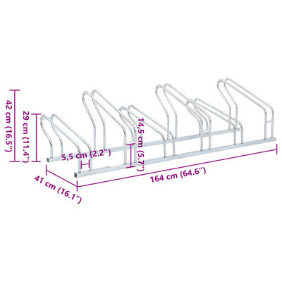 vidaXL Supporto per 6 Bici da Pavimento Autoportante Acciaio Zincato