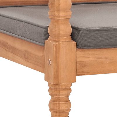 vidaXL Panca Batavia con Cuscino Grigio Scuro 120 cm Massello di Teak