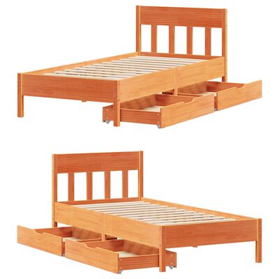 vidaXL Letto senza Materasso Marrone Cera 75x190 cm in Legno di Pino