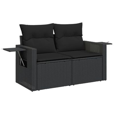 vidaXL Set Divani da Giardino 9 pz con Cuscini Nero in Polyrattan