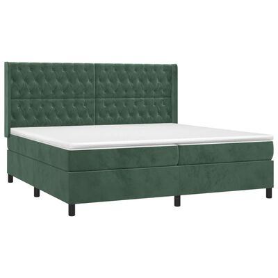 vidaXL Letto a Molle con Materasso e LED Verde Scuro 200x200cm Velluto