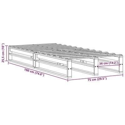 vidaXL Letto senza Materasso 75x190 cm in Legno Massello Pino