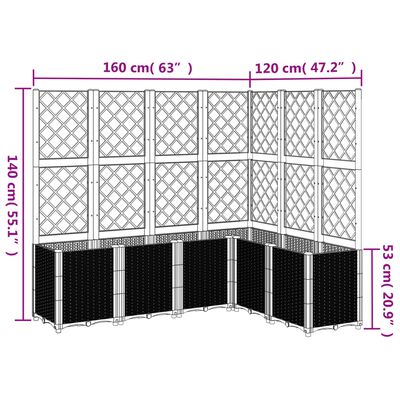 vidaXL Fioriera Giardino con Graticcio Marrone 160x120x140 cm in PP