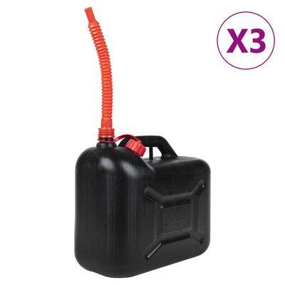 vidaXL Taniche Carburante Beccuccio Flessibile 3 pz Nere 20 L Plastica