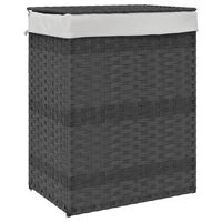 vidaXL Cesto Portabiancheria Coperchio Grigio 46x33x60 cm Polyrattan