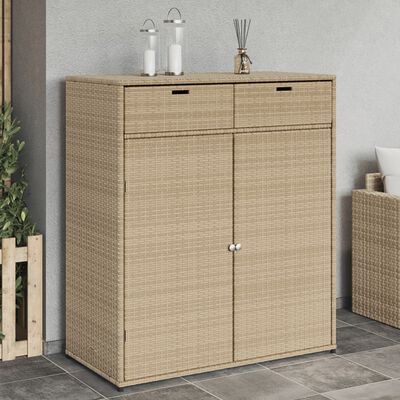 vidaXL Armadietto Portaoggetti Giardino Beige 105x55x113cm Polyrattan