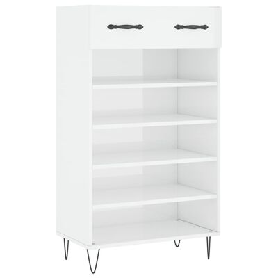 vidaXL Scarpiera Bianco Lucido 60x35x105 cm in Legno Multistrato