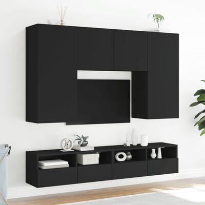 vidaXL Mobile TV a Parete Nero 80x30x30 cm in Legno Multistrato