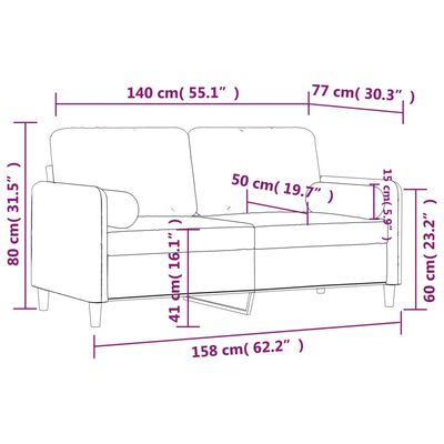 vidaXL Divano a 2 Posti con Cuscini Nero 140 cm in Velluto