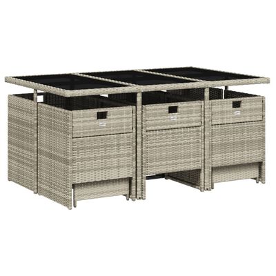 vidaXL Set Pranzo Giardino 11pz con Cuscini Grigio Chiaro Polyrattan