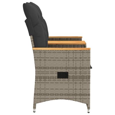 vidaXL Divano Giardino Reclinabile 2 Posti Tavolino Grigio Polyrattan