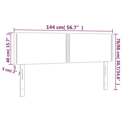 vidaXL Testiera a LED Grigio 144x5x78/88 cm in Similpelle