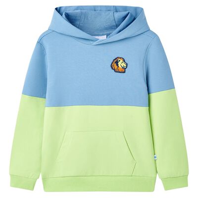 Felpa con Cappuccio per Bambini Blu e Giallo Tenue 140