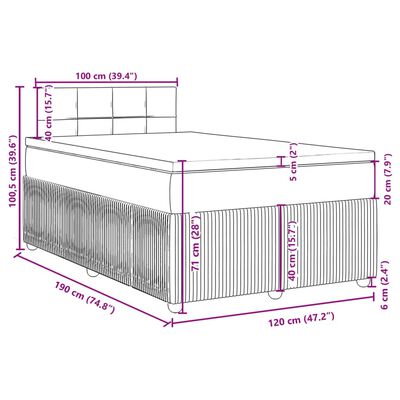 vidaXL Giroletto a Molle con Materasso Blu 120x190 cm in Velluto