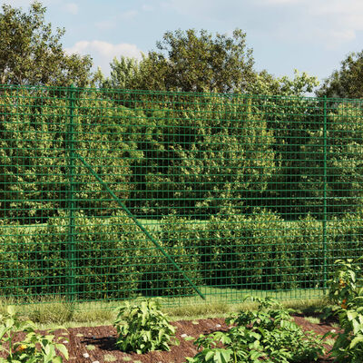 vidaXL Recinzione Metallica con Picchetti Ancoraggio Verde 2,2x25 m