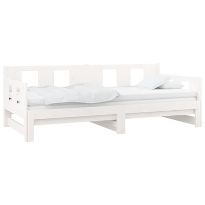 vidaXL Dormeuse Estraibile Bianca Legno Massello di Pino 2x(80x200) cm