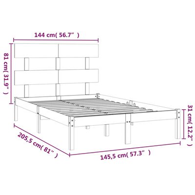 vidaXL Giroletto Nero in Legno Massello 140x200 cm