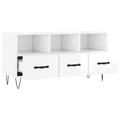 vidaXL Mobile Porta TV Bianco Lucido 102x36x50 cm in Legno Multistrato