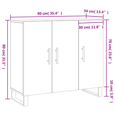 vidaXL Credenza Rovere Marrone 90x34x80 cm in Legno Multistrato