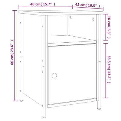 vidaXL Comodini 2 pz Grigio Sonoma 40x42x60 cm in Legno Multistrato