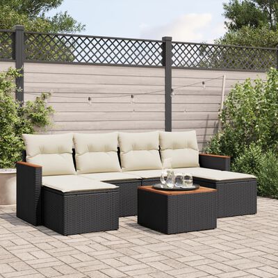 vidaXL Set Divani da Giardino con Cuscini 7pz Nero Polyrattan