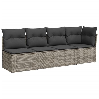 vidaXL Set Divani da Giardino 7 pz con Cuscini Grigio in Polyrattan