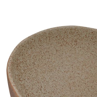 vidaXL Lavabo da Appoggio Sabbia e Marrone Ovale 59x40x14 cm Ceramica