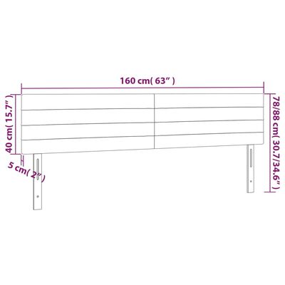 vidaXL Testiera a LED Grigio Scuro 160x5x78/88 cm in Velluto