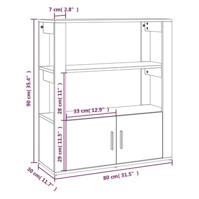 vidaXL Credenza Rovere Sonoma 80x30x90 cm in Legno Multistrato