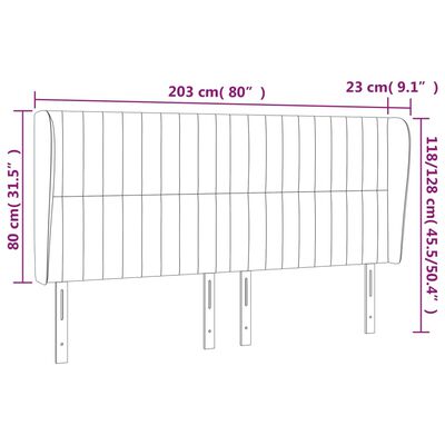 vidaXL Testiera ad Orecchio Grigio Chiaro 203x23x118/128 cm in Velluto