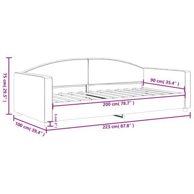 vidaXL Letto da Giorno Grigio Chiaro 90x200 cm in Tessuto