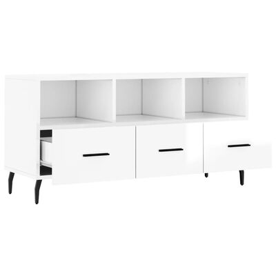 vidaXL Mobile Porta TV Bianco Lucido 102x36x50 cm in Legno Multistrato