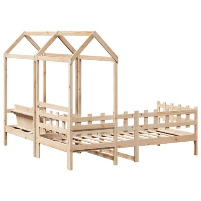 vidaXL Set Dormeuse e Panca con Tetto 90x200cm Legno Massello di Pino